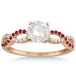 Infinity Diamond and Ruby Gemstone Engagement Ring 14k Rose Gold 0.21ct - All