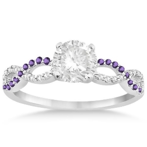 Infinity Diamond and Amethyst Engagement Ring in 18k White Gold 0.21ct - All