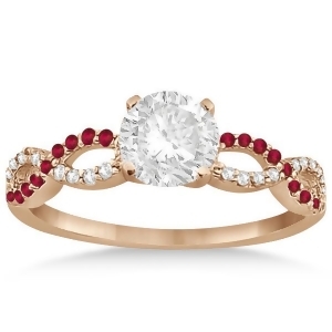 Infinity Diamond and Ruby Gemstone Engagement Ring 18k Rose Gold 0.21ct - All