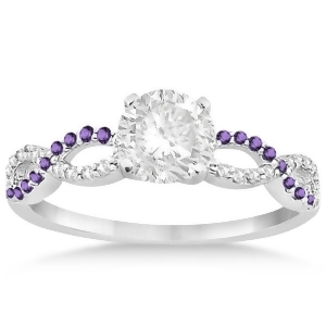 Infinity Diamond and Amethyst Gemstone Engagement Ring Platinum 0.21ct - All