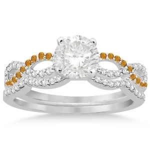 Infinity Diamond and Citrine Engagement Bridal Set Palladium 0.34ct - All