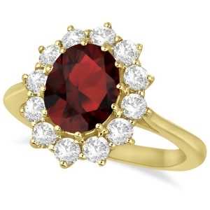 Oval Garnet and Diamond Ring 14k Yellow Gold 3.60ctw - All