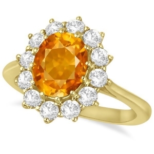 Oval Citrine and Diamond Ring 14k Yellow Gold 3.60ctw - All