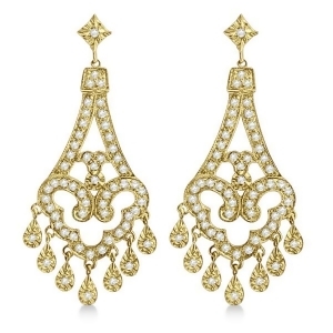Dangling Chandelier Diamond Earrings 14K Yellow Gold 1.08ct - All