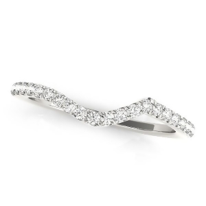 Semi Eternity Diamond Curved Wedding Band 14k White Gold 0.17ct - All