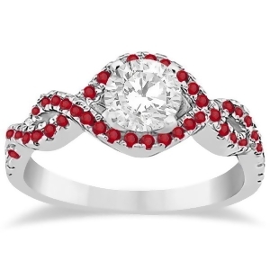 Ruby Halo Infinity Engagement Ring In 14k White Gold 0.39ct - All