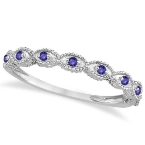 Antique Marquise Shape Tanzanite Wedding Ring 14k White Gold 0.18ct - All