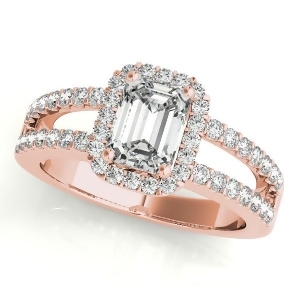 Emerald Cut Diamond Engagement Ring Split Shank 14k Rose Gold 1.52ct - All