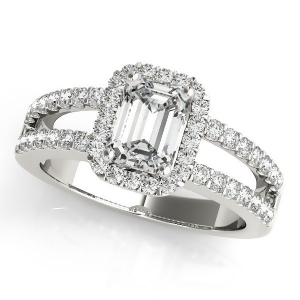 Emerald Cut Diamond Engagement Ring Split Shank Platinum 1.52ct - All