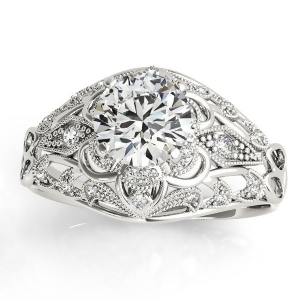 Vintage Art Deco Diamond Engagement Ring Setting Palladium 0.20ct - All