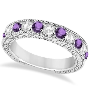 Antique Diamond and Amethyst Engagement Wedding Ring 18k White Gold 1.40ct - All