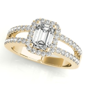 Emerald Cut Diamond Engagement Ring Split Shank 18k Yellow Gold 1.52ct - All