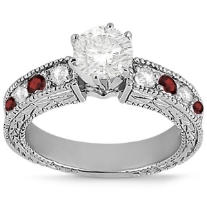 Antique Diamond and Garnet Engagement Ring 18k White Gold 0.75ct - All
