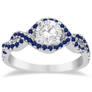 Blue Sapphire Halo Infinity Engagement Ring In Palladium 0.39ct - All