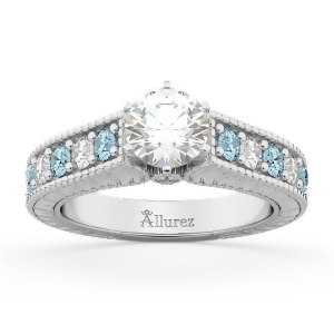 Vintage Diamond and Aquamarine Engagement Ring Setting in Palladium 1.35ct - All