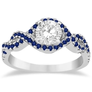 Blue Sapphire Halo Infinity Engagement Ring In 14k White Gold 0.39ct - All