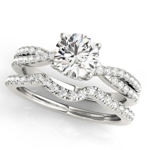 Round Diamond Engagement Ring and Band Bridal Set Platinum 1.32ct - All