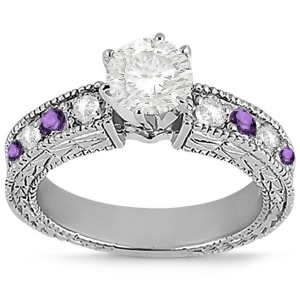 Antique Diamond and Amethyst Engagement Ring 14k White Gold 0.75ct - All