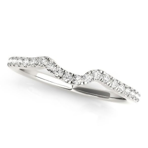Women's Wedding Ring Contoured Diamond Band 14k White Gold 0.12ct - All