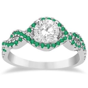 Emerald Halo Infinity Engagement Ring In 18K White Gold 0.39ct - All