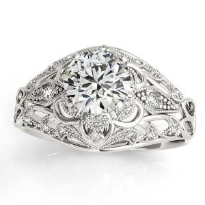 Vintage Art Deco Diamond Engagement Ring Setting Platinum 0.20ct - All