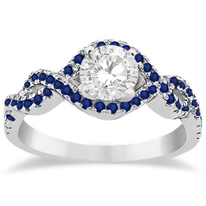 Blue Sapphire Halo Infinity Engagement Ring In Platinum 0.39ct - All
