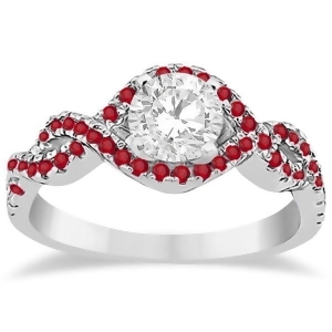 Ruby Halo Infinity Engagement Ring In Platinum 0.39ct - All