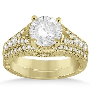 Antique Style Art Deco Diamond Bridal Set 14K Yellow Gold 0.53ct - All