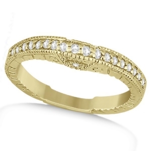 Antique Style Art Deco Diamond Wedding Band 14K Yellow Gold 0.20ct - All