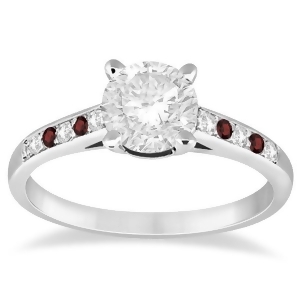Cathedral Garnet and Diamond Engagement Ring Platinum 0.20ct - All