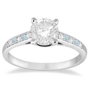 Cathedral Aquamarine and Diamond Engagement Ring 14k White Gold 0.20ct - All