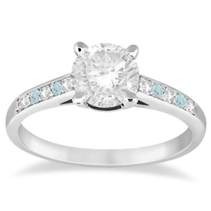 Cathedral Aquamarine and Diamond Engagement Ring 18k White Gold 0.20ct - All