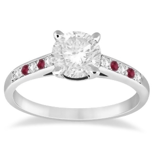 Cathedral Ruby and Diamond Engagement Ring 18k White Gold 0.20ct - All