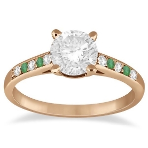 Cathedral Emerald and Diamond Engagement Ring 18k Rose Gold 0.20ct - All