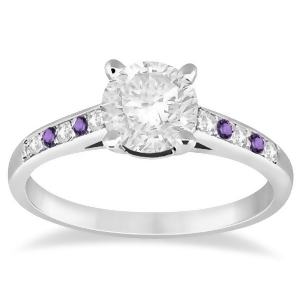 Cathedral Amethyst and Diamond Engagement Ring Palladium 0.20ct - All