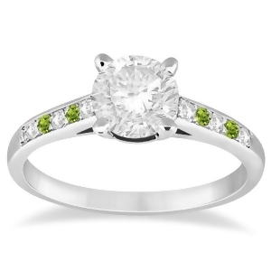 Cathedral Peridot and Diamond Engagement Ring Platinum 0.20ct - All