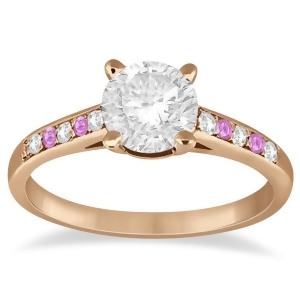Cathedral Pink Sapphire and Diamond Engagement Ring 18k Rose Gold 0.20ct - All
