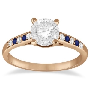 Cathedral Blue Sapphire and Diamond Engagement Ring 18k Rose Gold 0.20ct - All