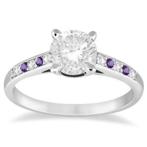 Cathedral Amethyst and Diamond Engagement Ring 18k White Gold 0.20ct - All
