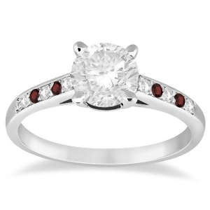 Cathedral Garnet and Diamond Engagement Ring 14k White Gold 0.20ct - All
