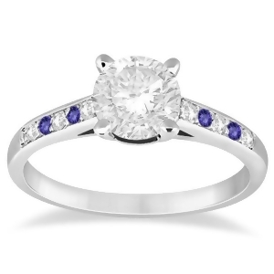 Cathedral Tanzanite and Diamond Engagement Ring 14k White Gold 0.20ct - All