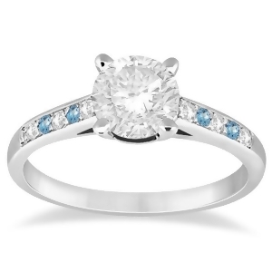 Cathedral Blue Topaz and Diamond Engagement Ring 14k White Gold 0.20ct - All