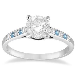 Cathedral Blue Topaz and Diamond Engagement Ring Platinum 0.20ct - All
