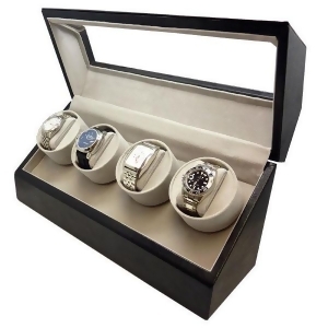 Quad Automatic Watch Winder in Black Leather - All
