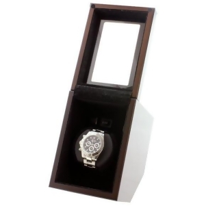 Single Automatic Watch Winder Box in Matte Brown Finish - All
