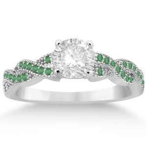 Infinity Style Twisted Emerald Engagement Ring in Palladium 0.25ct - All