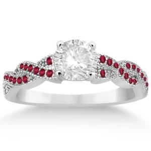 Infinity Style Twisted Ruby Engagement Ring 18k White Gold 0.25ct - All