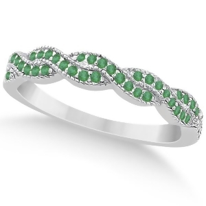 Emerald Infinity Style Semi Eternity Wedding Band 18k W Gold 0.30ct - All