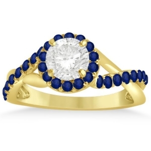 Twisted Halo Blue Sapphire Engagement Ring Setting 14k Y. Gold 0.30ct - All