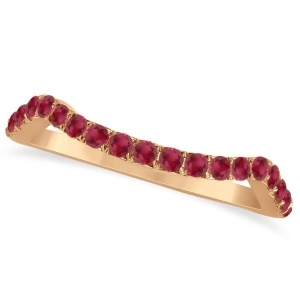 Semi Eternity Contour Ruby Wedding Band Ring 14k Rose Gold 0.20ct - All